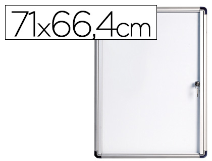 Vitrina de anuncios Bi-Office 710x664mm. magnética blanca con puerta y cerradura